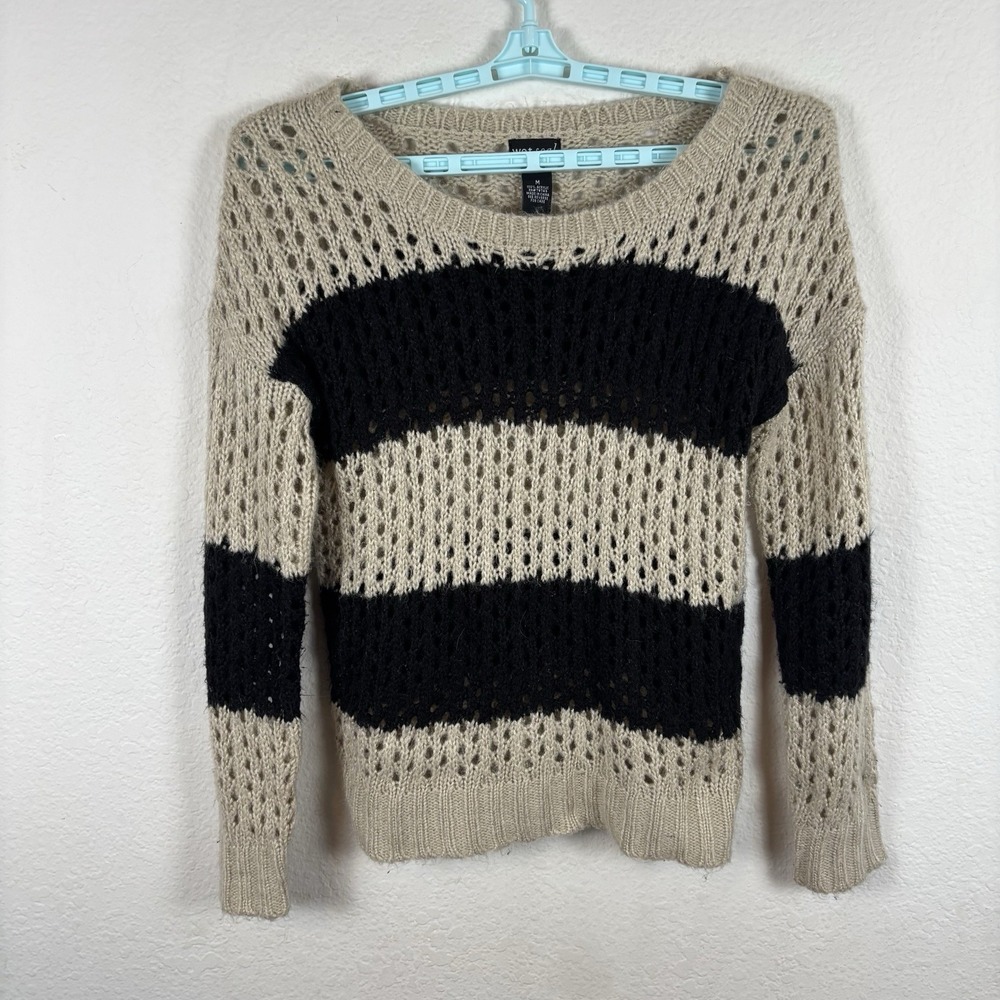 Wet Seal Womens Sweater Sz M Medium Comfort Long Sleeve Striped Excellent